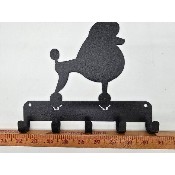 Metal Poodle Design Wall Hook Rack 4 Hooks Black For Keys, Leashes and more - Picture 2 of 3